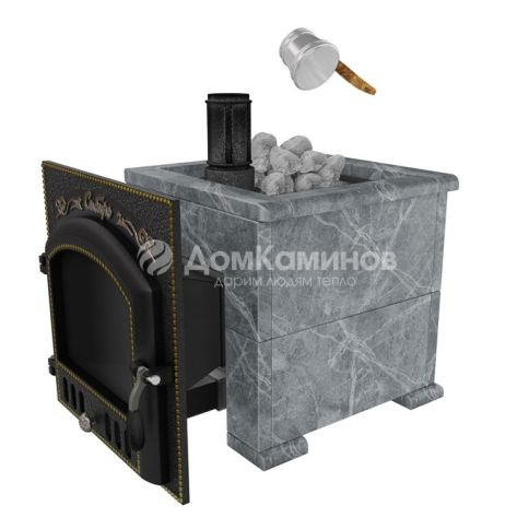 Премиальная банная печь НМК Сибирь-25 (дверка 700х700) в облицовке Оптима талькомагнезит