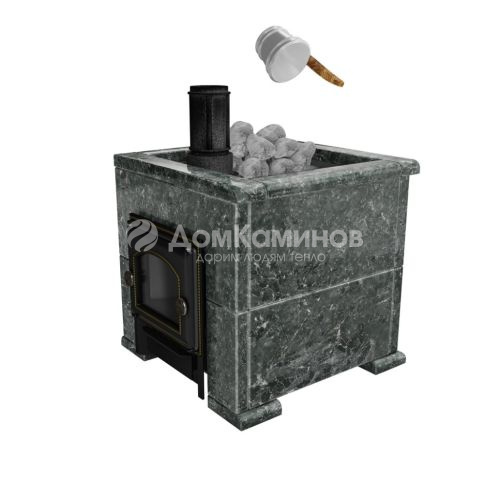 Премиальная банная печь НМК Сибирь-25 без ВТК в облицовке Оптима пироксенит