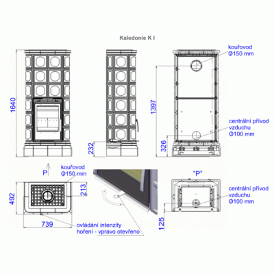 Печь-камин ABX KALEDONIE KI, с допуском воздуха (коричневый)