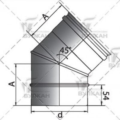 Отвод 45° на расш. Вулкан OTHR d300 матов.