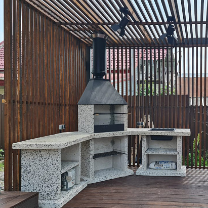 Угловой барбекю комплекс Fireline Garden с мойкой