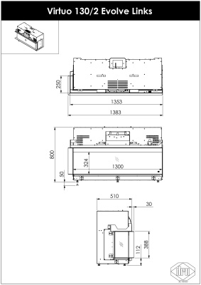 Электрокамин DRU Virtuo 130/2 Evolve L