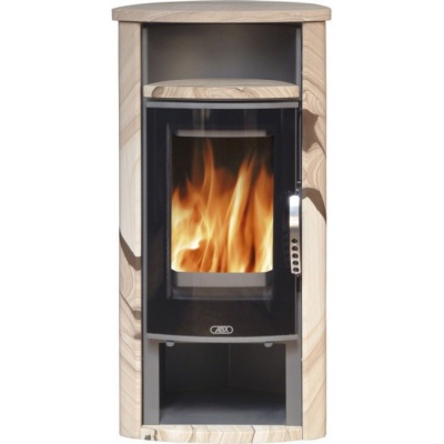 Печь-камин ABX Artemis (черная сталь ,бразильский песч.с верх. плитой)