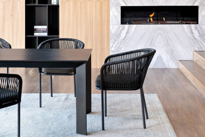 Обеденная группа 4SIS Венето 4-местная со стульями Марсель Цвет: серый гранит, темно-серый