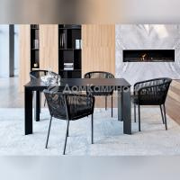 Обеденная группа 4SIS Венето 4-местная со стульями Марсель Цвет: серый гранит, темно-серый