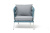 Кресло 4SIS Диего, каркас светло-серый муар, роуп бирюзовый, ткань светло-серая