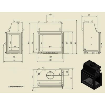 Каминная топка Kratki Amelia PW BP 24 W Z Каминная топка Kratki Amelia PW BP 24 W Z