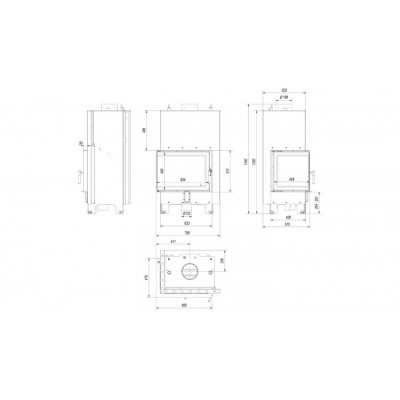 Каминная топка Kratki с водяным контуром MBZ PW 13 L BS W