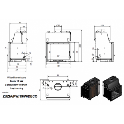 Каминная топка Kratki Zuzia PW 19 W DECO Каминная топка Kratki Zuzia PW 19 W DECO