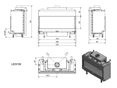 Топка газовая Kratki PRO LEO/100/G20 (магистральный газ)