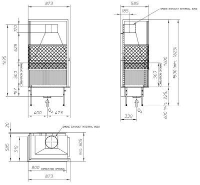 Топка Metalfire Universal MF 800-50 W 2S L
