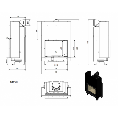Каминная топка Kratki MBA G Каминная топка Kratki MBA G