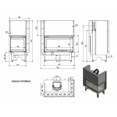 Каминная топка Kratki NADIA 14 P BS G