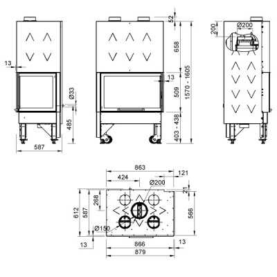 Каминная топка LaNordica Monoblocco 800 Angolo SX
