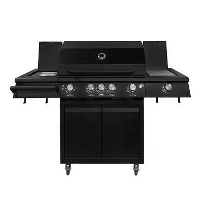 Газовый гриль B-Fire Bizon Premium 4 (2 столика + тележка 70 см.), черный
