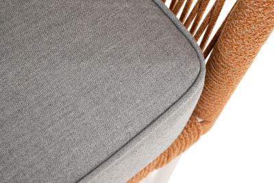 Диван 4SIS Канны 2-местный из роупа, каркас белый шагрень, роуп оранжевый меланж, ткань светло-серая