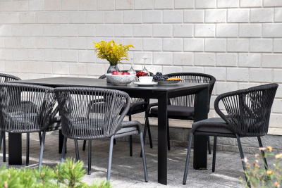 Обеденный стол 4SIS Венето 160, Цвет: серый гранит, черный