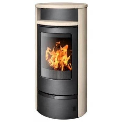 Печь-камин ABX Polar 5 с чугунной топкой (черный чугун бразильский песчаник с верхней плитой)