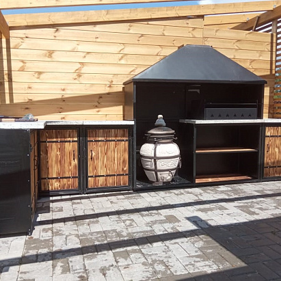 Угловой барбекю комплекс Лофт с мангало 80 см и тандыром 