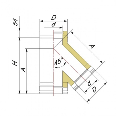 Тройник Вулкан V50R 45° D300/400, нерж 321/304