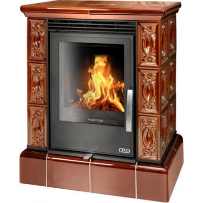Печь-камин ABX Helvetia KPI, с кафельным цоколем, с допуском воздуха (коричневый)