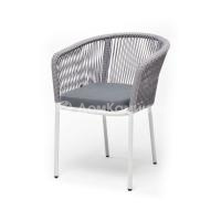 Стул из роупа 4SIS Марсель, Каркас алюминий белый муар, роуп светло-серый, ткань светло-серая