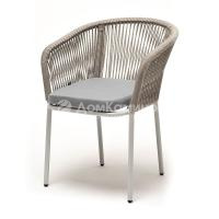 Стул из роупа 4SIS Марсель, Каркас алюминий светло-серый (RAL7035) муар, роуп серый меланж, ткань светло-серая