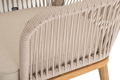 Стул из роупа 4SIS Лион, Основание дуб, роуп бежевый круглый, ткань бежевая 035