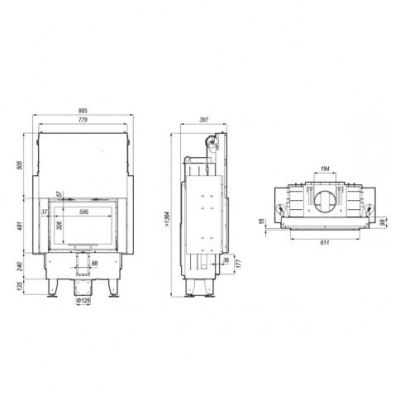 Топка Defro Home Intra SM G Slim, 6кВт, 611/481мм, гильотина