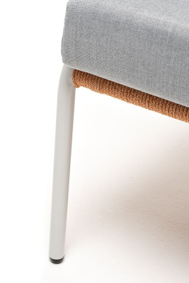 Кресло 4SIS Милан, каркас светло-серый муар, роуп оранжевый меланж, ткань светло-серая Кресло 4SIS Милан, каркас светло-серый муар, роуп оранжевый меланж, ткань светло-серая