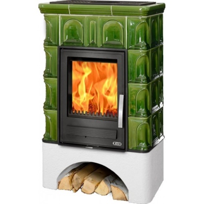 Печь-камин ABX BRITANIA L, с чугунной топкой (зеленый)