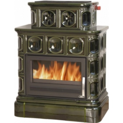 Печь-камин ABX KARELIE P, с кафельным цоколем, с теплообменником (зеленый) Печь-камин ABX KARELIE P, с кафельным цоколем, с теплообменником (зеленый)