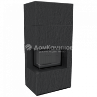 Каминокомплект FLOKI в облицовке NATURALI ARDESIA NERO A SPACCO, угловое стекло слева