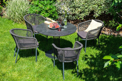 Обеденная группа 4SIS Диего 4-местная из роупа со стульями Марсель Цвет: серый гранит, серый