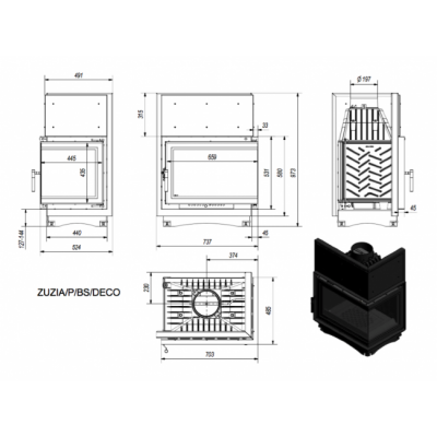 Каминная топка Kratki Zuzia P BS Deco Каминная топка Kratki Zuzia P BS Deco