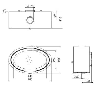 Камин Dik Geurts Oval Front Wall