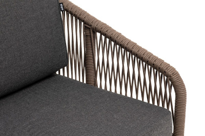 Диван 4SIS Канны 2-местный из роупа; основание дуб, роуп коричневый, ткань темно-серая 027