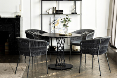 Обеденная группа 4SIS Диего 4-местная из роупа со стульями Бордо Цвет: серый гранит, серый