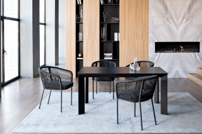 Обеденная группа 4SIS Венето 4-местная со стульями Марсель Цвет: серый гранит, темно-серый