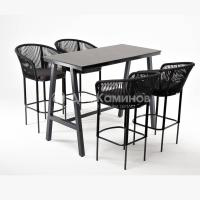 Барный комплект 4SIS Рио 4 персоны, стол HPL серый гранит, цвет темно-серый