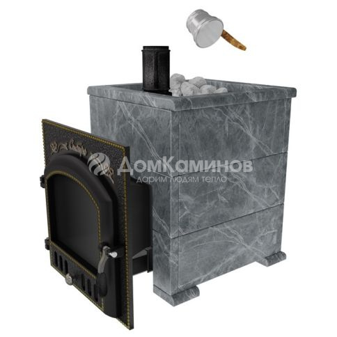 Премиальная банная печь НМК Сибирь-40 (дверка 700х700) в облицовке Оптима талькомагнезит