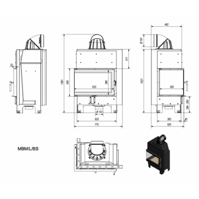 Каминная топка Kratki MBM L BS