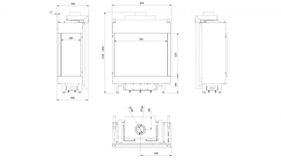 Топка газовая Kratki PRO LEO/P/76/62/G20, магистральный газ