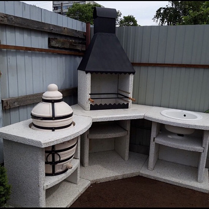 Угловой барбекю комплекс со встроенным тандыром