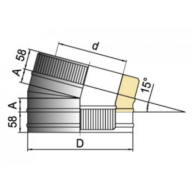 Отвод Вулкан 15° DOTH D104 с изол.50мм, нерж 321/нерж304 Отвод Вулкан 15° DOTH D104 с изол.50мм, нерж 321/нерж304