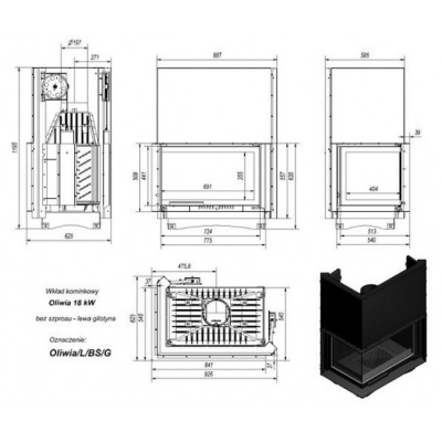 Каминная топка Kratki Oliwia L BS G Каминная топка Kratki Oliwia L BS G