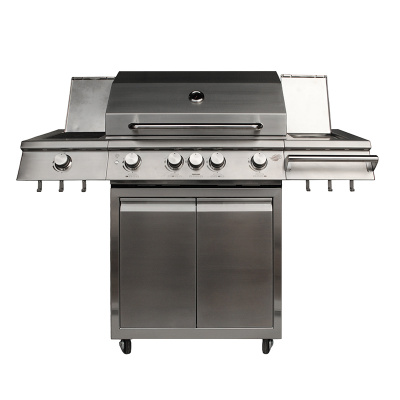 Газовый гриль B-Fire Kutuzov Premium 4 (2 столика + тележка 70 см.), нерж. сталь