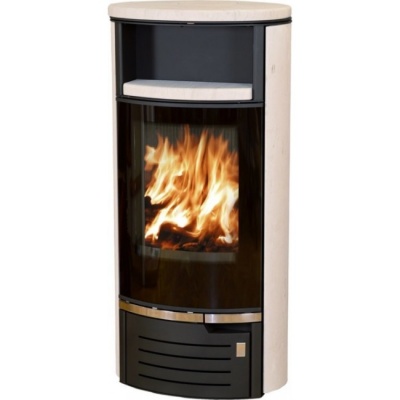 Печь-камин ABX Atlantik 5 III (черная сталь, мокка крем с верхней плитой)