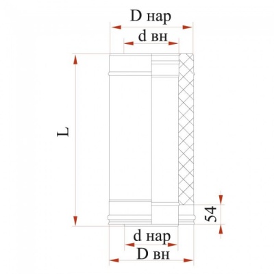 Труба Дымок 0.5 мм, L = 1000 мм с изоляцией, d=110 мм