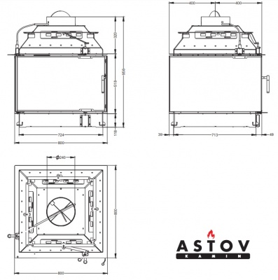 Каминная топка АСТОВ П4С 800